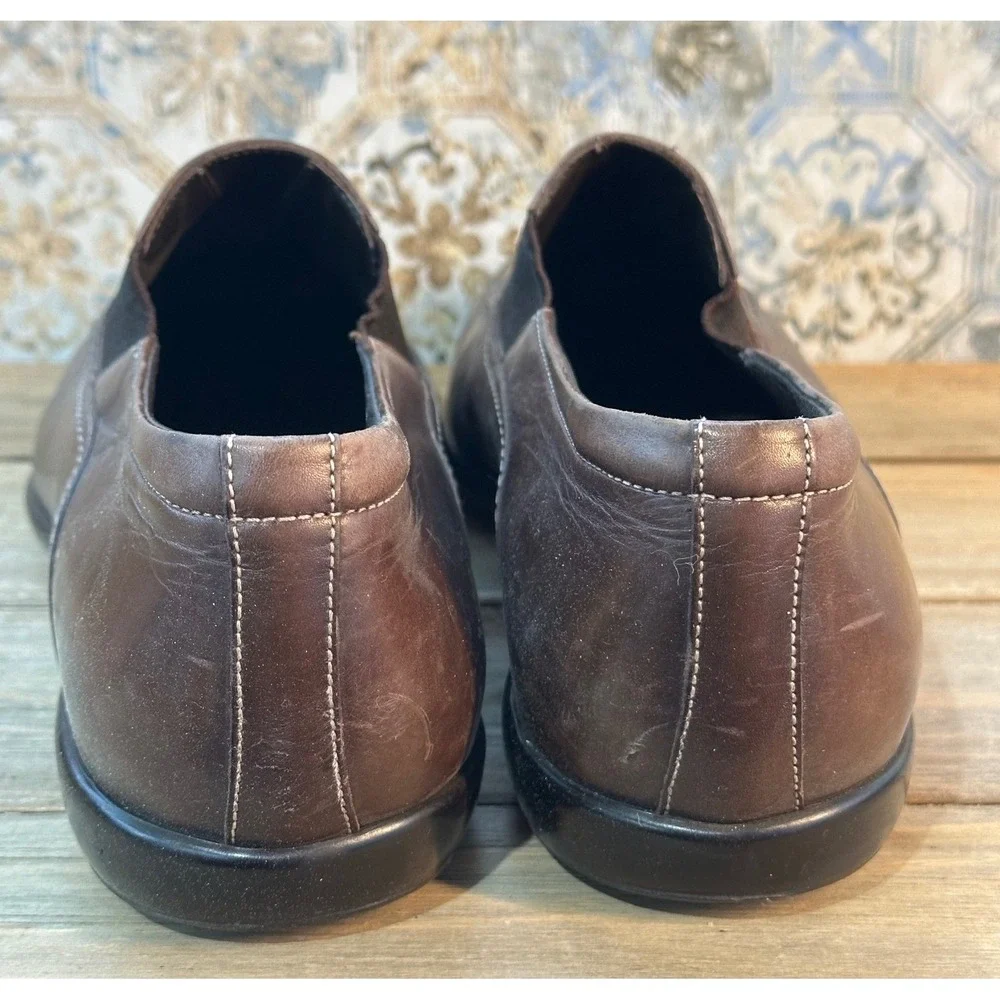 Santoni Loafers Leather Slip On Mens 9.5 Brown Good - Picture 6 of 9